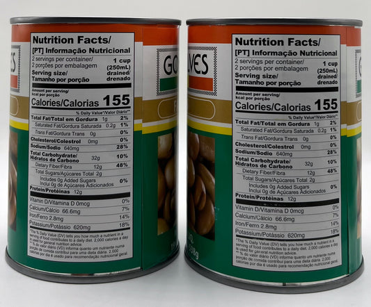 Gonsalves Large Brown Fava Beans – Authentic Portuguese Fava (Broad Beans) in Brine – Two 19oz Cans