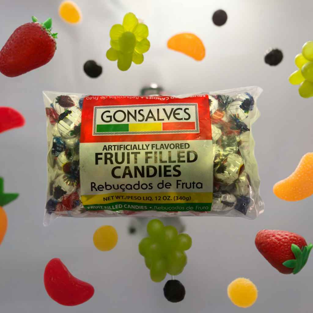 Gonsalves Fruit Filled Candies Assortment - Grape Strawberry Pineapple Orange