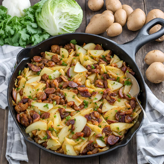 Portuguese Chourico Cabbage Potato Skillet Recipe | Easy One-Pan Dinner