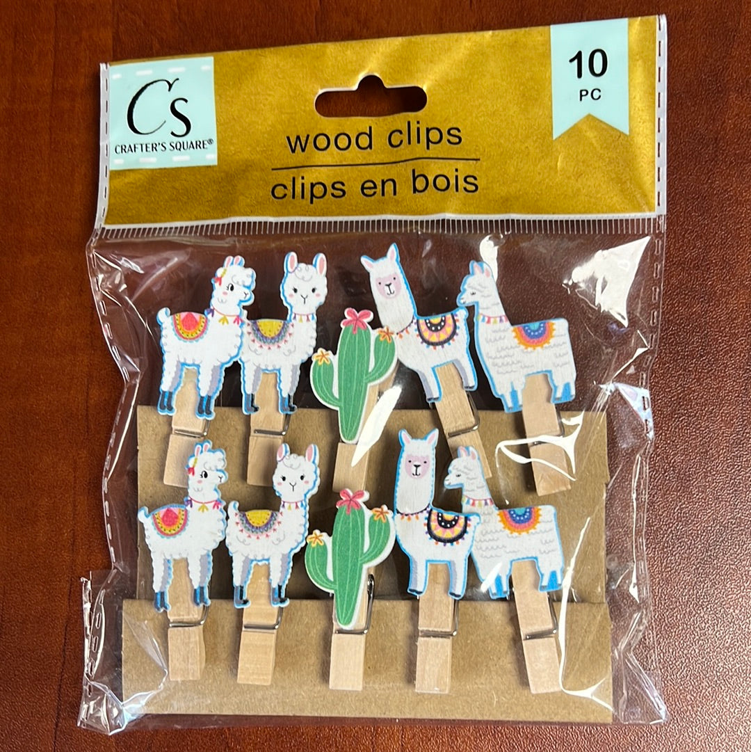 Mini Fiestive Llama Alpaca Wooden Clips