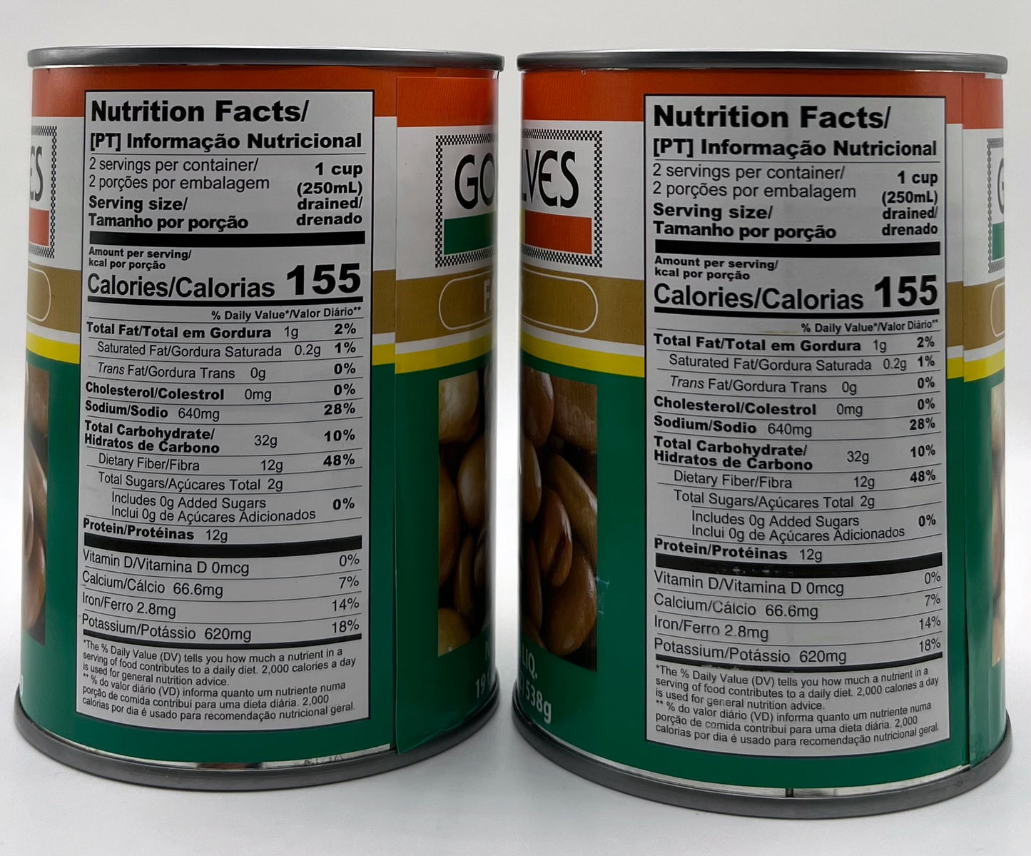 Gonsalves Large Brown Fava Beans – Authentic Portuguese Fava (Broad Beans) in Brine – Two 19oz Cans