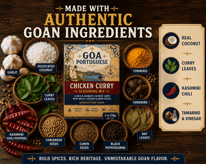 Goan curry seasoning made with coconut, Kashmiri chili, garlic, curry leaves and warm spices