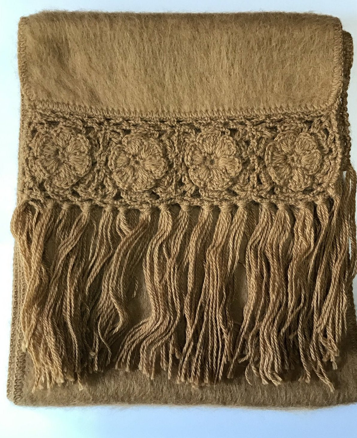 Hand Crocheted FLOWERS Alpaca Scarf